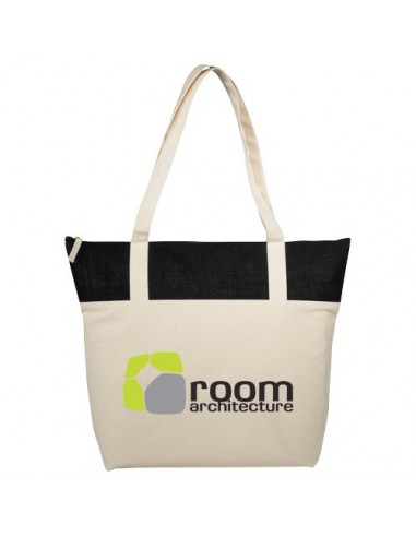 Bolsa Tote con cremallera de yute y algodón 320...