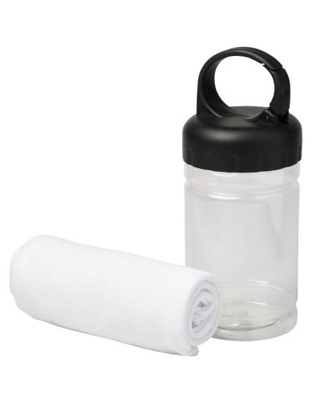 Toalla refrescante "Remy" en recipiente de PET