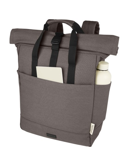 Mochila enrollable de 15 L para portátil de 15" de lona reciclada GRS "Joey"
