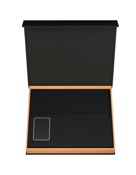 Libreta A5 con batería externa inalámbrica de 5 W y 4000 mAh y logotipo retroiluminado "SCX.design O18"