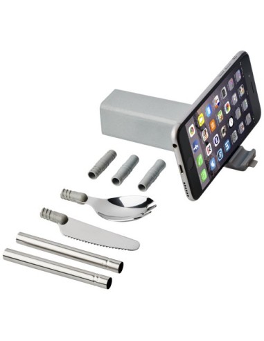 Set de cubiertos de paja de trigo con soporte para telefono Galen