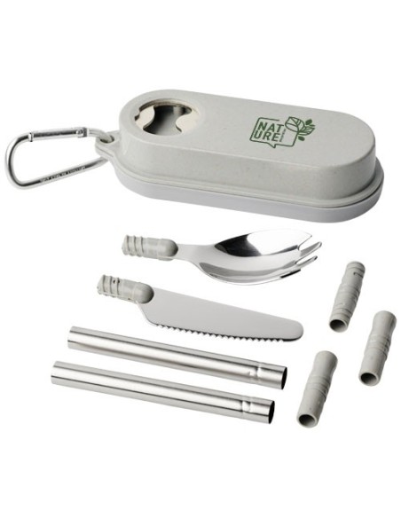 Set de cubiertos de paja de trigo con abrebotellas Giles