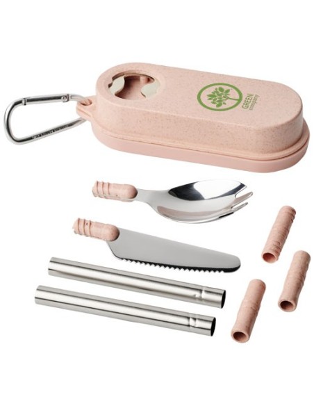 Set de cubiertos de paja de trigo con abrebotellas Giles