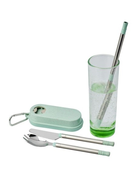 Set de cubiertos de paja de trigo con abrebotellas Giles