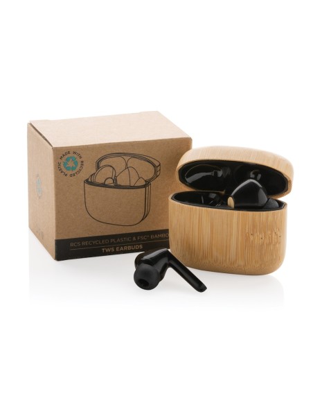 Auriculares TWS de bambú y plástico reciclado RCS