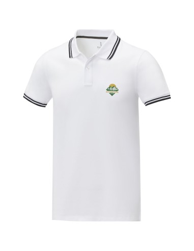 Polo de manga corta con ribete para hombre...