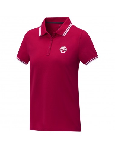 Polo de manga corta con ribete para mujer...