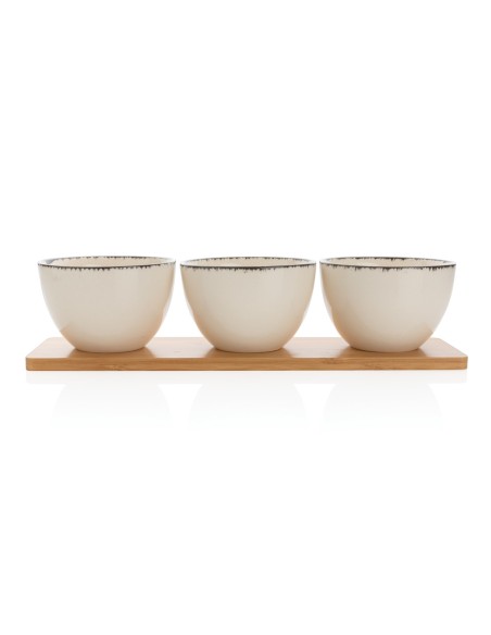Set de cuencos Ukiyo de 3 piezas con bandeja de bambú