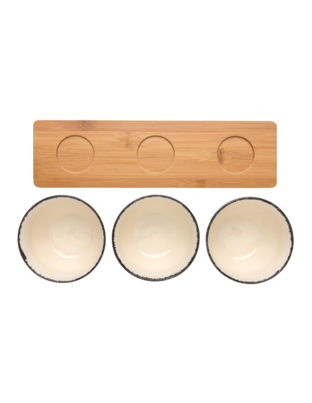 Set de cuencos Ukiyo de 3 piezas con bandeja de bambú