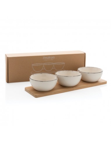 Set de cuencos Ukiyo de 3 piezas con bandeja de...