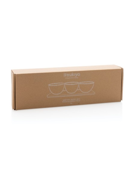 Set de cuencos Ukiyo de 3 piezas con bandeja de bambú