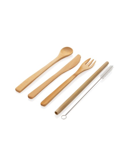 Juego de cubiertos reutilizables de bambú