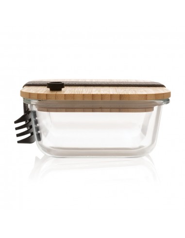 Recipiente de vidrio con tapa de bambú