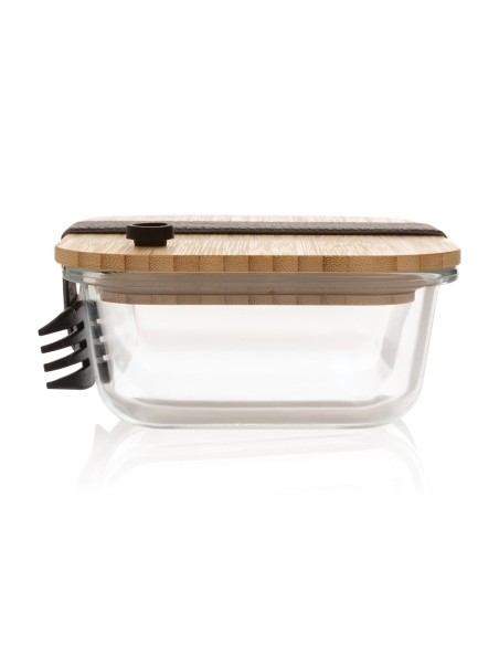 Recipiente de vidrio con tapa de bambú