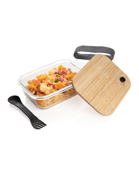 Recipiente de vidrio con tapa de bambú