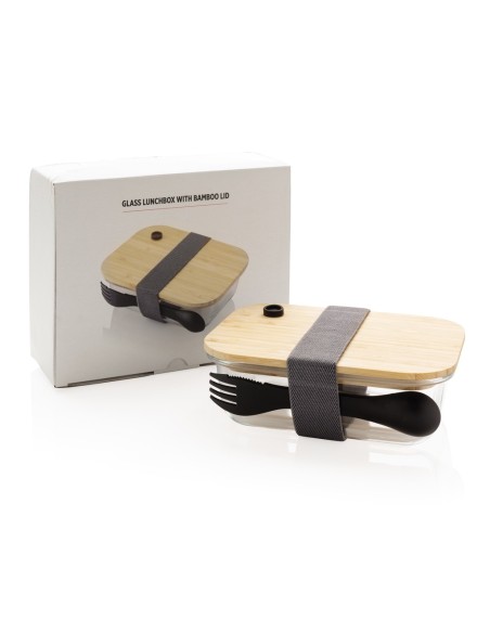 Recipiente de vidrio con tapa de bambú