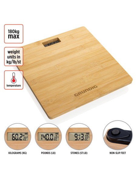 Báscula corporal digital de bambú Grundig