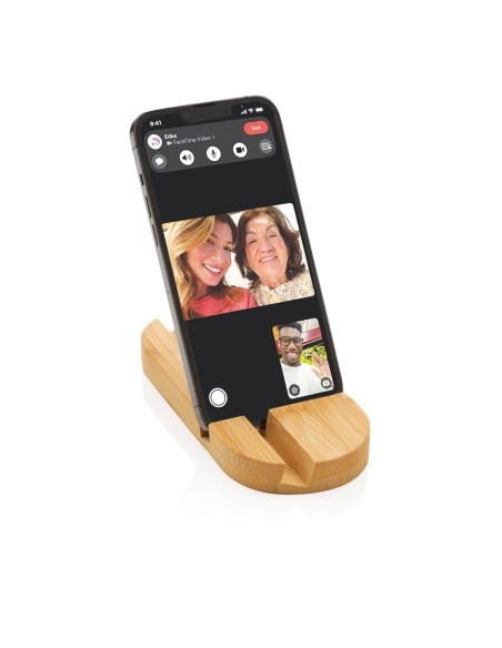 Soporte de bambú para tablet y teléfono
