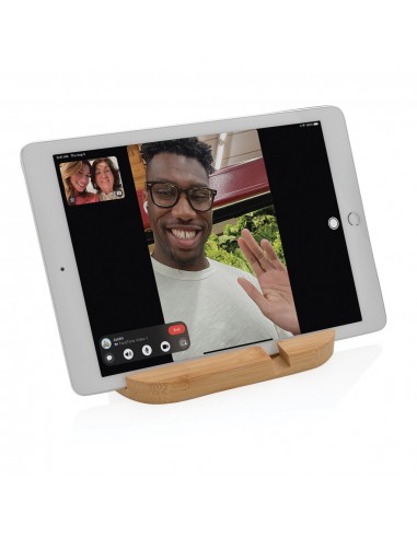 Soporte de bambú para tablet y teléfono