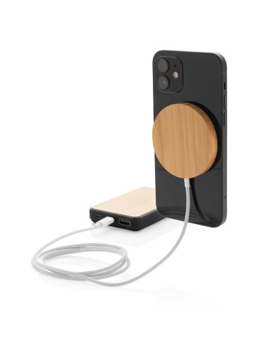 Cargador inalámbrico magnético de bambú de 10W