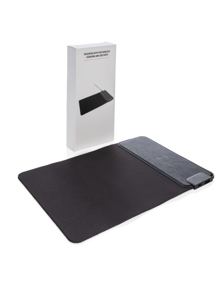 Alfombrilla con carga inalámbrica de 15W y puertos USB