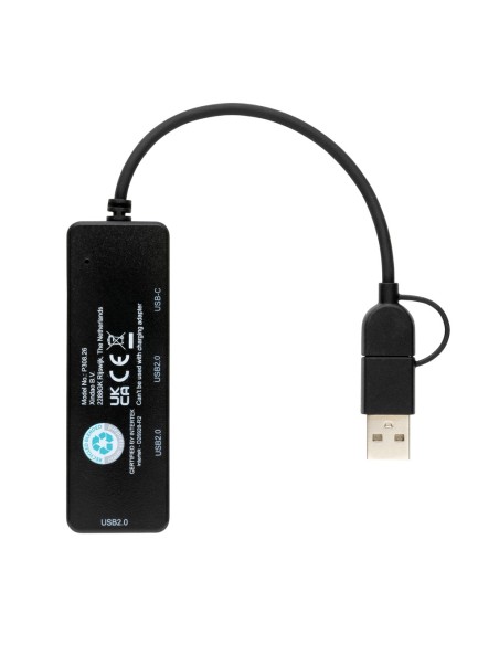Puerto USB RCS de plástico reciclado con doble entrada