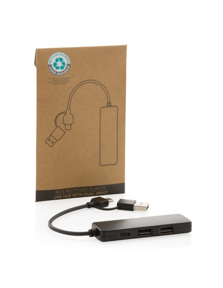 Puerto USB RCS de plástico reciclado con doble entrada