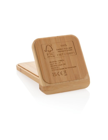 Soporte de carga inalámbrica de 5W de bambú certificado FSC®