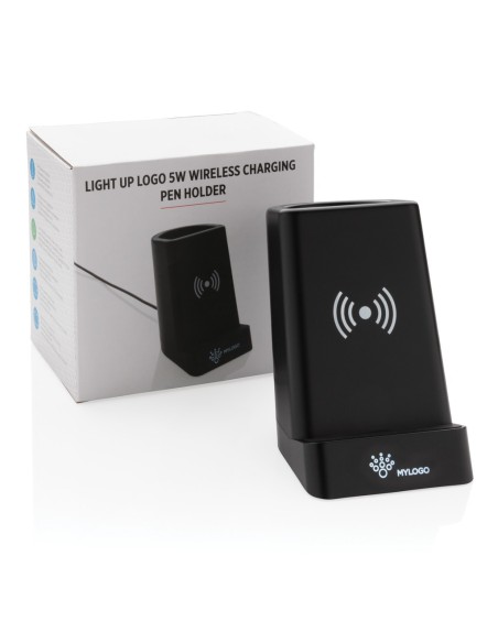 Stand y soporte de carga inalámbrica 5W con logo iluminado