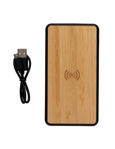Moderno powerbank inalámbrico de Bambú 8000 mAh