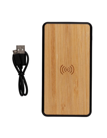Moderno powerbank inalámbrico de Bambú 8000 mAh