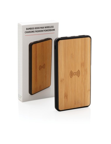 Moderno powerbank inalámbrico de Bambú 8000 mAh