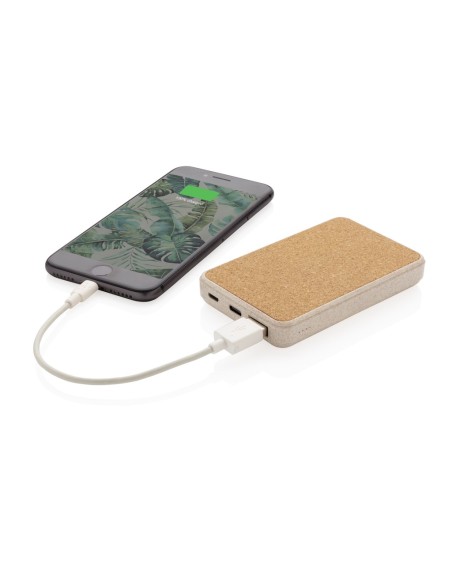 Powerbank de bolsillo de corcho y trigo de 5.000 mAh