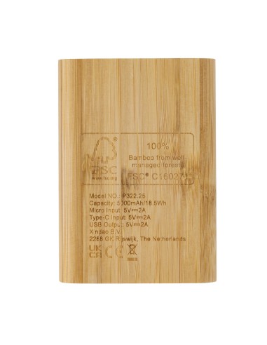Powerbank de bambú certificado FSC de 5.000 mAh