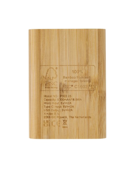Powerbank de bambú certificado FSC de 5.000 mAh