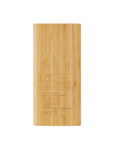 Powerbank inalámbrico de bambú 8.000 mAh 5W certificado FSC