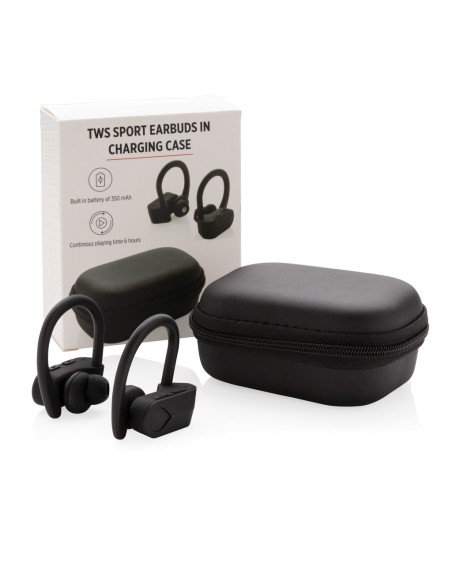 Auriculares deportivos TWS en estuche de carga
