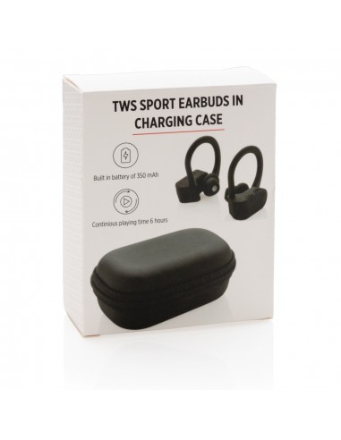 Auriculares deportivos TWS en estuche de carga