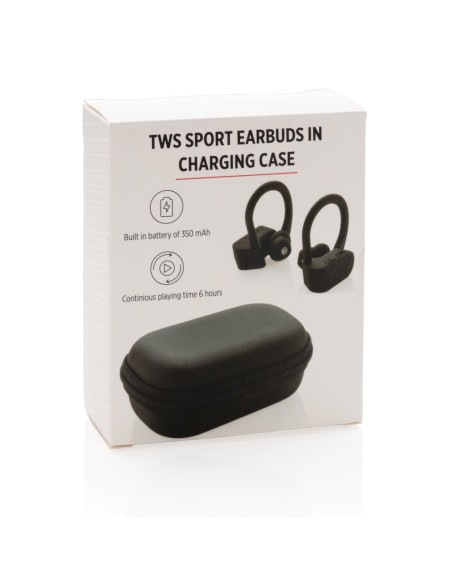 Auriculares deportivos TWS en estuche de carga