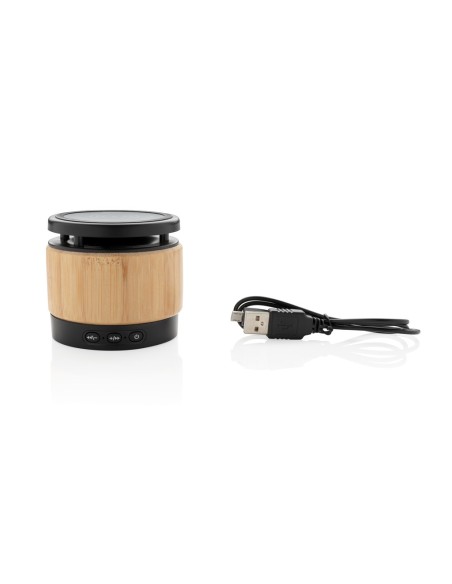 Altavoz y cargador inalámbrico bambú