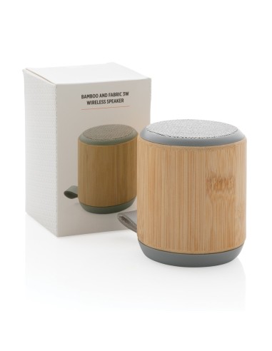 Altavoz inalámbrico de bambú y tela de 3W