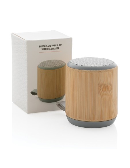 Altavoz inalámbrico de bambú y tela de 3W