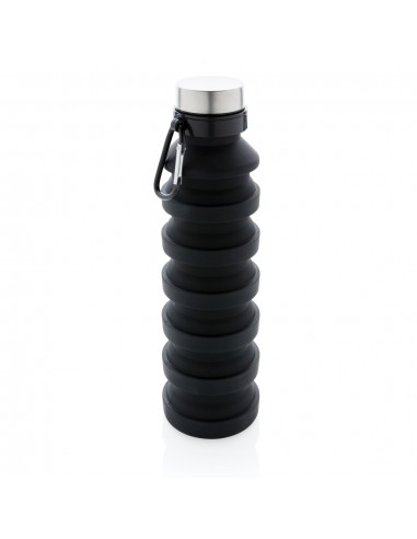 Botella de silicona plegable antigoteo con tapa
