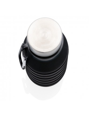 Botella de silicona plegable antigoteo con tapa
