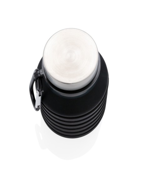 Botella de silicona plegable antigoteo con tapa
