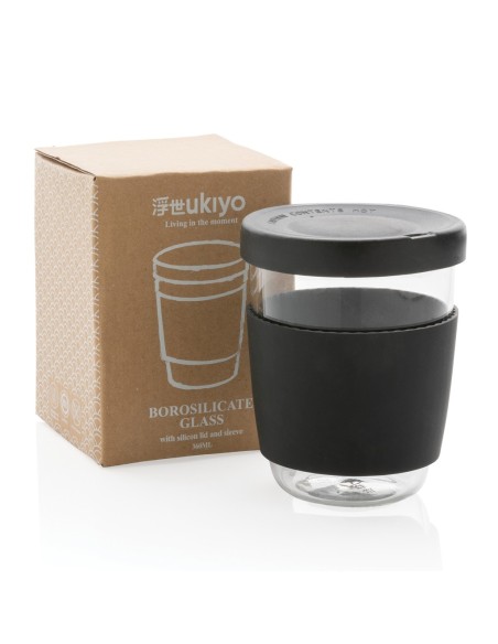 Vaso de borosilicato Ukiyo con tapa y funda de silicona