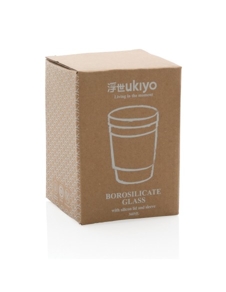 Vaso de borosilicato Ukiyo con tapa y funda de silicona