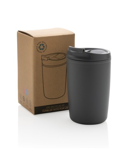 Taza de PP reciclado GRS con tapa abatible