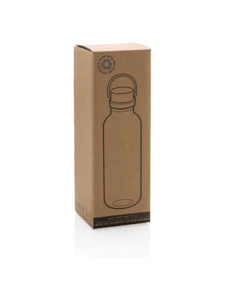 Botella GRS RPET con tapa y asa de bambú FSC