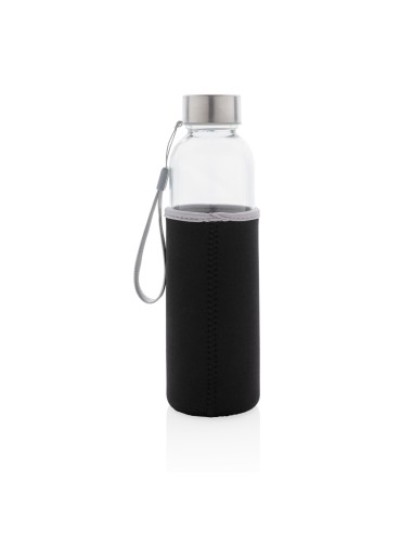 Botella de vidrio con funda de neopreno